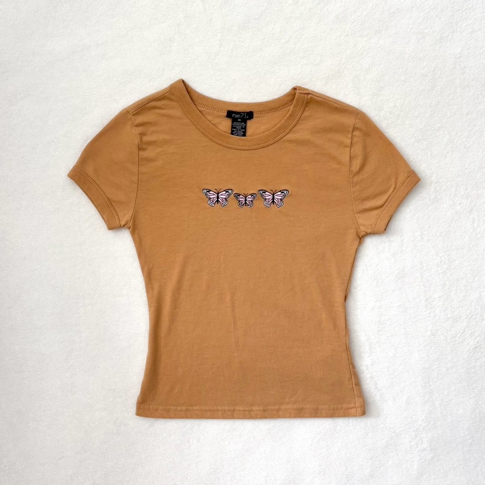 Rue21 Butterfly Embroidery Shortsleeve Top